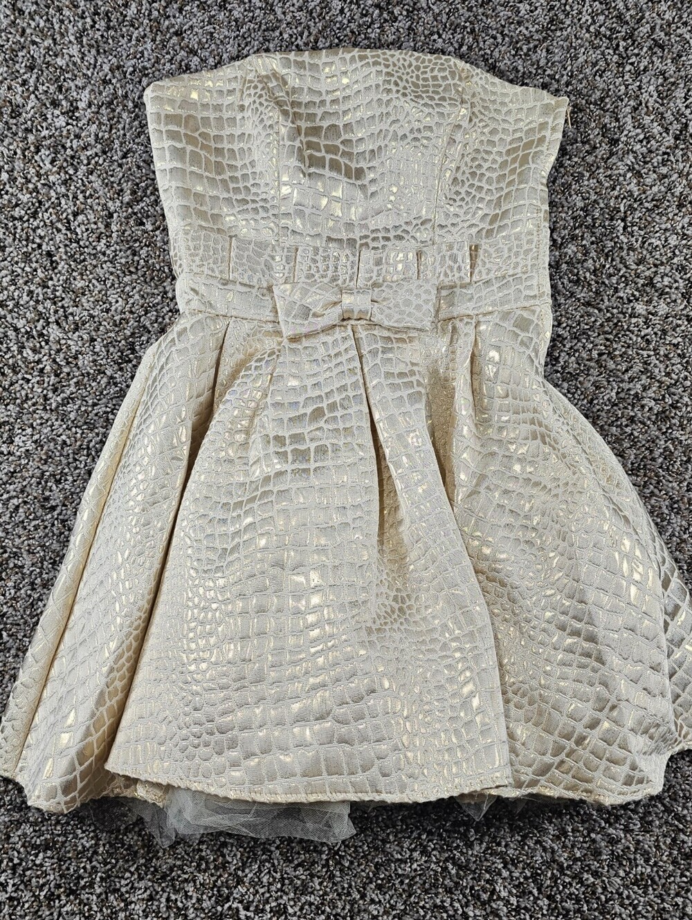 Vtg Masquerade Womens Sz 6 Mini Dress Strapless A Line Gold Prom Metallic - Picture 1 of 6
